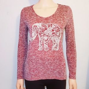 Boho Elephant Long Sleeve Tee Ladies Medium